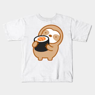 Cute Salmon Sushi Roll Sloth Kids T-Shirt